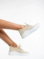 Sumaya bézs női sport cipő textil anyagból
