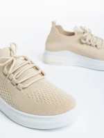 Sumaya bézs női sport cipő textil anyagból