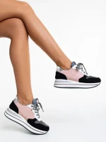 Taleya fekete és rózsaszín női sport cipő ökológiai bőrből