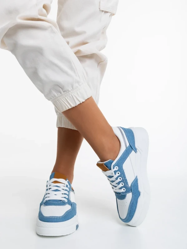 Tasnia fehér és világoskék női sport cipő  ökológiai bőrből