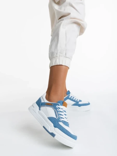 Tasnia fehér és világoskék női sport cipő  ökológiai bőrből