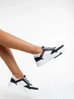 Tasnia fekete fehér női sport cipő  ökológiai bőrből