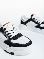 Tasnia fekete fehér női sport cipő  ökológiai bőrből