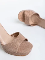 Teran bronz női szandál textil anyagból