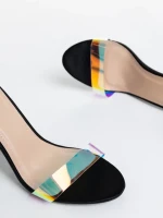 Sabra fekete, női szandál, textil anyagból