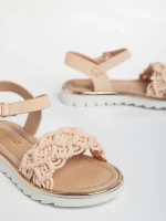 Cabria rózsaszín, gyerek szandál, ökológiai bőrből és textil anyagból