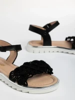 Cabria fekete, gyerek szandál, ökológiai bőrből és textil anyagból