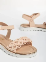 Cabria rózsaszín, gyerek szandál, ökológiai bőrből és textil anyagból
