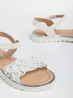 Cabria fehér, gyerek szandál, ökológiai bőrből és textil anyagból