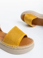 Lainie sárga, női szandál ökológiai bőrből és textil anyagból