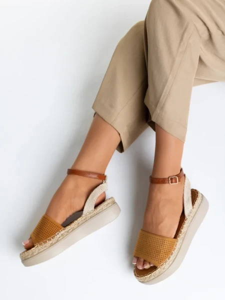 Lainie tevebarna, női szandál ökológiai bőrből és textil anyagból