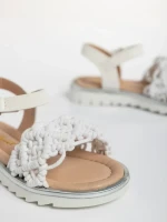 Cabria fehér, gyerek szandál, ökológiai bőrből és textil anyagból
