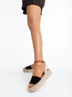 Lainie fekete, női szandál ökológiai bőrből és textil anyagból