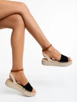 Lainie fekete, női szandál ökológiai bőrből és textil anyagból