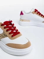 Samya fehér és aranyszínű női sport cipő  ökológiai bőrből