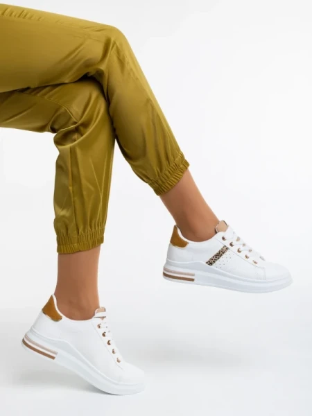 Sarena fehér női sport cipő ökológiai bőrből