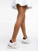 Sarena fehér és gránátszínű női sport cipő ökológiai bőrből