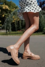 Agneza bézs női félcipő textil anyagból