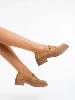 Agneza bézs női félcipő textil anyagból