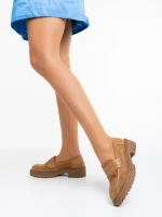 Agneza bézs női félcipő textil anyagból