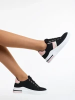 Sebrina fekete, női sport cipő, ökológiai bőrből