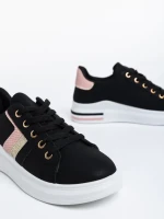 Sebrina fekete, női sport cipő, ökológiai bőrből