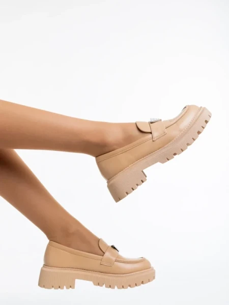 Monifa sötét bézs női félcipő ökológiai bőrből