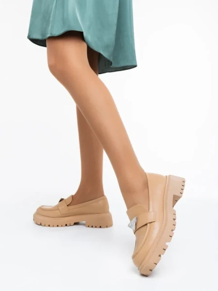 Monifa sötét bézs női félcipő ökológiai bőrből