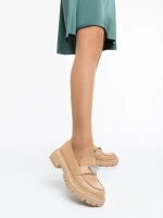 Monifa sötét bézs női félcipő ökológiai bőrből