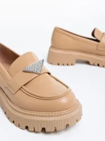 Monifa sötét bézs női félcipő ökológiai bőrből