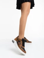 Sarika fekete és tevebarna női sport cipő ökológiai bőrből