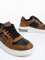 Sarika fekete és tevebarna női sport cipő ökológiai bőrből