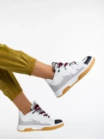 Angelien fekete fehér, női sport cipő,  ökológiai bőrből