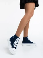 Yustina kék női tornacipő textil anyagból