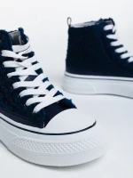 Yustina kék női tornacipő textil anyagból