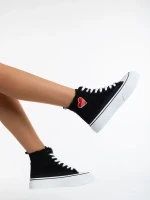 Yustina fekete női tornacipő textil anyagból