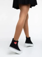 Yustina fekete női tornacipő textil anyagból