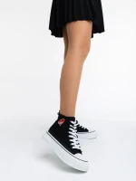 Yustina fekete női tornacipő textil anyagból