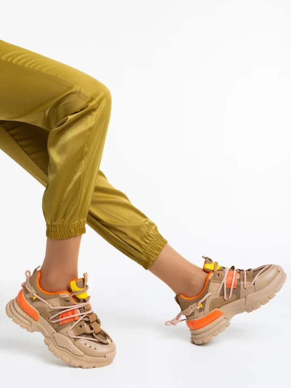 Nithya sötét bézs női sport cipő textil anyagból