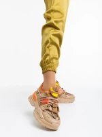 Nithya sötét bézs női sport cipő textil anyagból