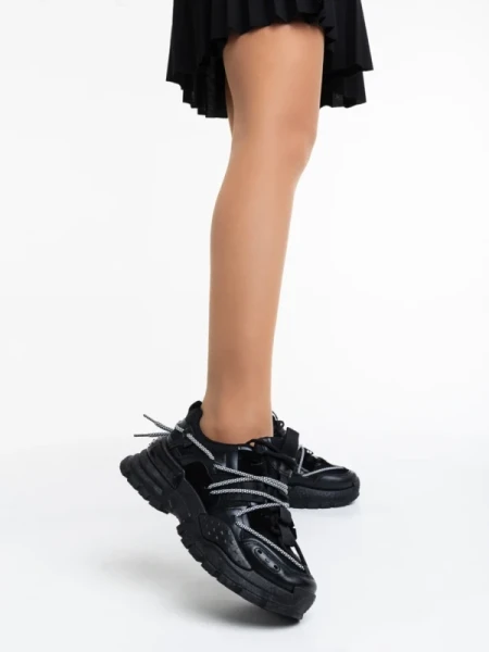 Nithya fekete női sport cipő textil anyagból