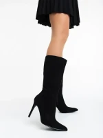 Ernestine fekete női csizma textil anyagból