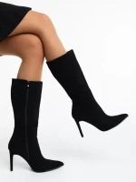 Ernestine fekete női csizma textil anyagból