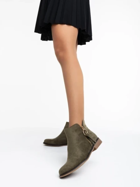 Sharyl zöld női bokacsizma textil anyagból