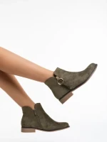 Sharyl zöld női bokacsizma textil anyagból