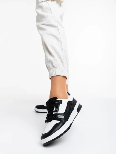 Aloysia fekete fehér női sport cipő ökológiai bőrből