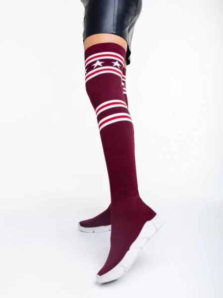 Alisa gránátszínű, női sport cipő,  textil anyagból