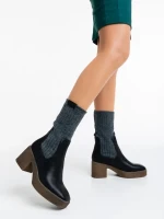 Fizza fekete, női bakancs, ökológiai bőrből és textil anyagból