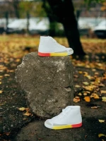 Kianna fehér és sárga, női sport cipő,  ökológiai bőrből