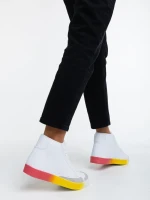 Kianna fehér és sárga, női sport cipő,  ökológiai bőrből